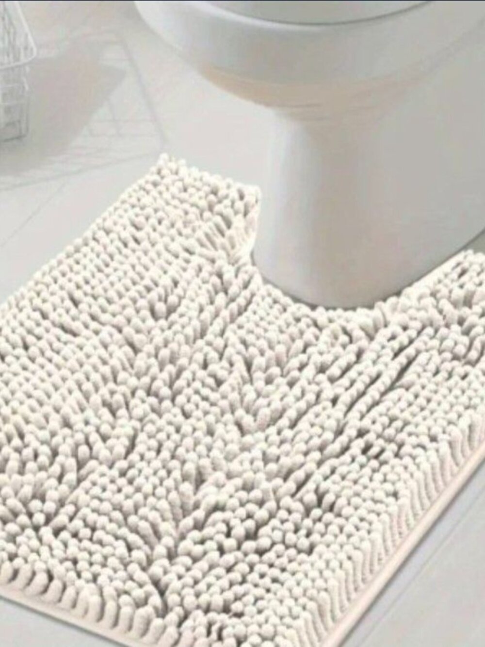 3 piece chenille noodle cream bath mat rug set